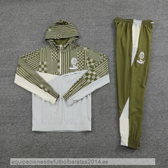 Nuevo Conjunto Completo Rompevientos AC Milan 23/24 Verde Gris Baratas